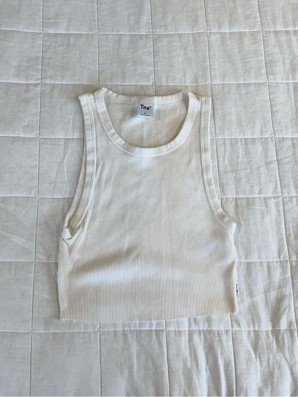 Aritzia Ribbed Cream Crop Tank